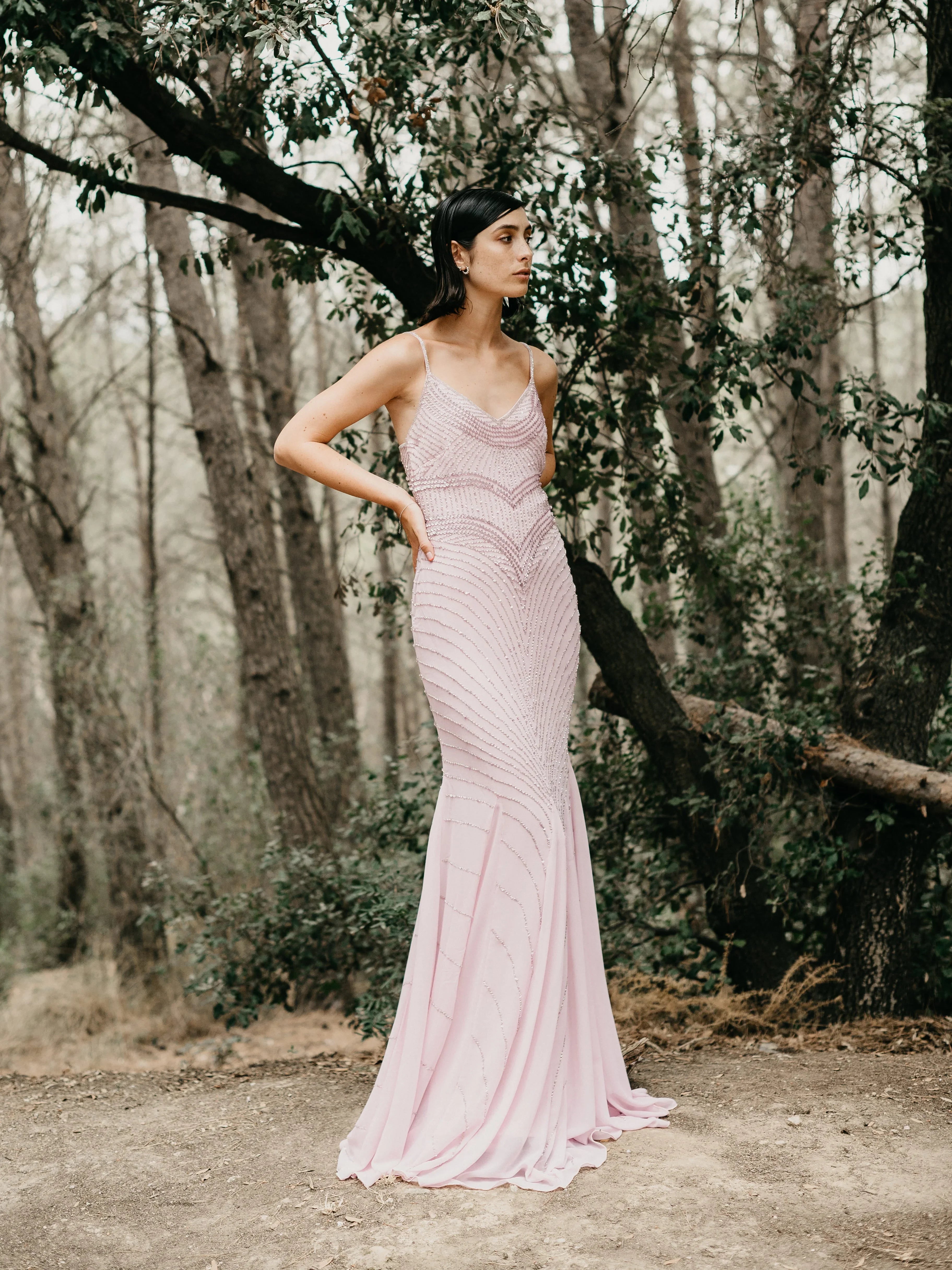 Vestido AITANA MAXI MINK - Vestido Largo Bordado Pedrería