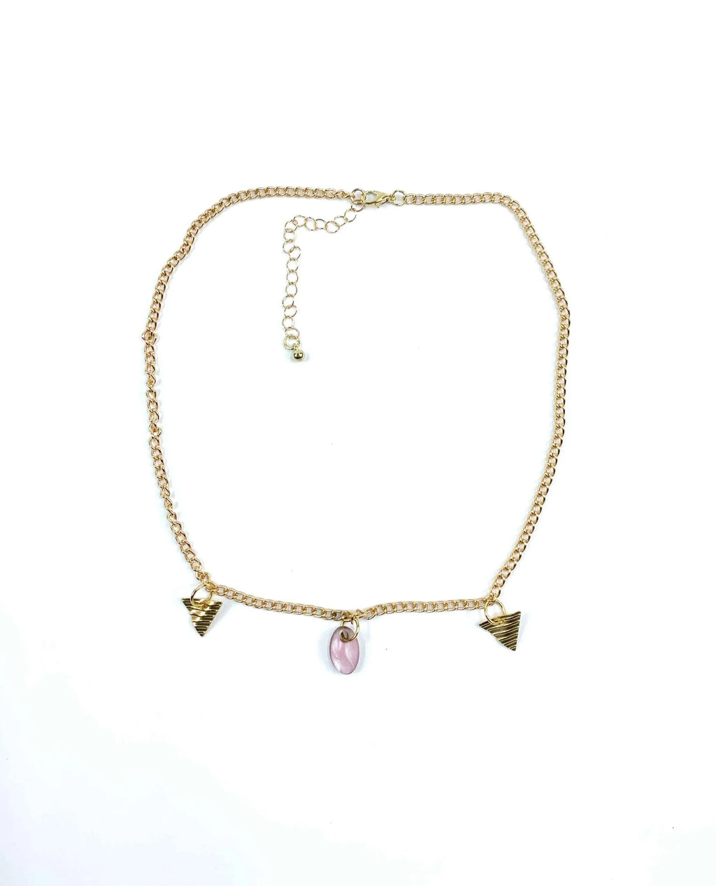 Collar doble triángulo dorado y adorno central